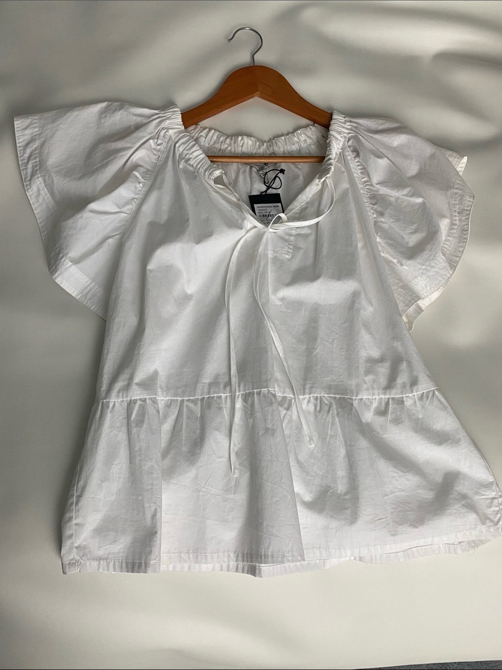 Joe's Jeans White Poplin Tie-Neck Top